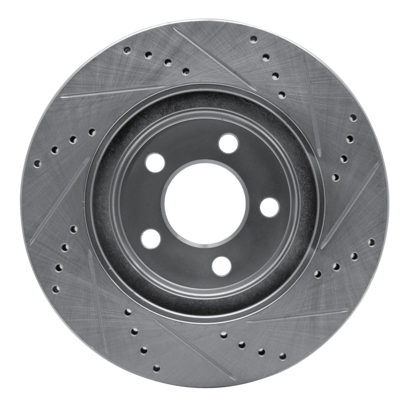 Ford Explorer Sport Brake Rotor (1) - Front Left - R1 Concepts - Drilled & Slotted - Silver - `01-`11